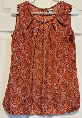 MERONA Top Camisa Blusa M 8 Busto 38 Largo 27 Rojo Blanco Naranja Geométrico Foto 1 de 2