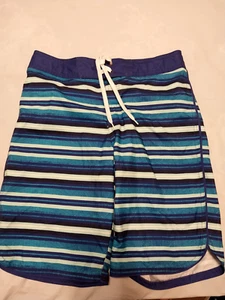 Boys swimshorts size 14 Blue Stripped UPF 50+ Drawstring Swim Shorts trunks - Picture 1 of 4