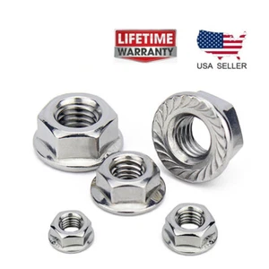 Serrated Hex Flange Lock Nuts A2 Stainless Steel M3 M4 M6 M8 M10 M12 DIN 6923 - Picture 1 of 11