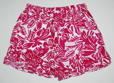 NWT J. Crew Little Girls Dark Pink Hawaiian Floral Ruffle Linen Blend Shorts 4 - Image 1 of 4