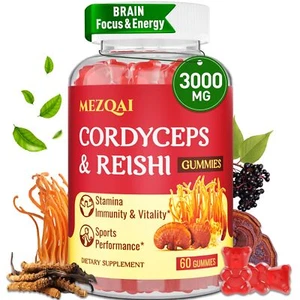 Mushroom Gummies for Adults 3000mg Cordyceps Reishi Mushroom Energy Supplemen... - Picture 1 of 9