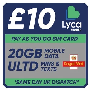 LYCAMOBILE PAY AS YOU GO SIM CARD - INCLUDES STANDARD, MICRO & NANO SIM - Picture 1 of 4