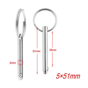 2PCS 5*51mm Stainless Steel Quick Release Pin Bimini Boat Pin Detent Ring Marine - Picture 1 of 8