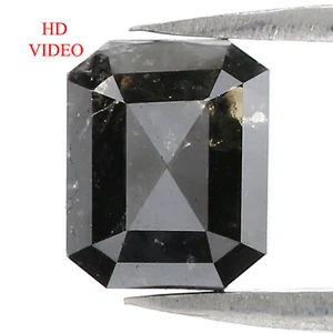 2.37 CT Natural Loose Emerald Cut Diamond 8.10 MM Salt And Pepper Diamond QL7322 - Picture 1 of 8