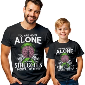 Mens Kids Brain Ribbon Mental Health Awareness T-Shirt Tee Anxiety Emotional#MHA - Picture 1 of 30