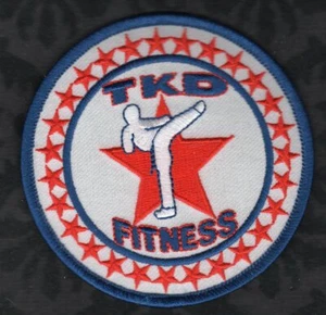 ππππ TKD Fitness Patch 3-1/2" Martial Arts Dark Blue Border - Picture 1 of 2