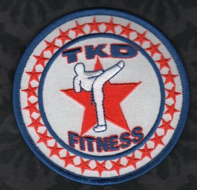 👀😜😍👌  TKD Fitness Patch  3-1/2"   Martial Arts   Dark Blue Border - Image 1 of 2