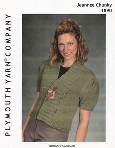 Plymouth Yarn KNITTING PATTERN 1890 Jeannee Chunky Woman's Cardigan - Picture 1 of 1