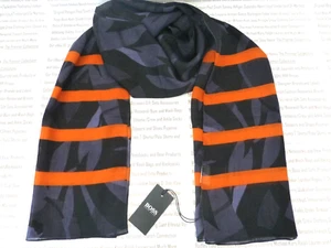 Bufanda larga y ancha Hugo Boss para hombre azul oscuro 26x70" bufandas draper nuevas con etiquetas R£139 - Imagen 1 de 9
