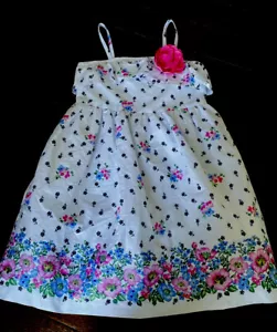 $69 New NWT Janie and Jack Girls 5 Easter Floral Breeze Dress White Pink Flower - Picture 1 of 10