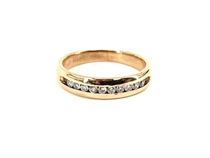 14KT Yellow Gold 3.95g Diamond Ring Band Size 8, 1/4cttw Approx. - Picture 1 of 11