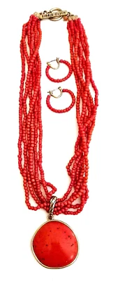 Collar y pendientes colgantes con cuentas rojas multihiebra de Sigrid Olsen Foto 1 de 4