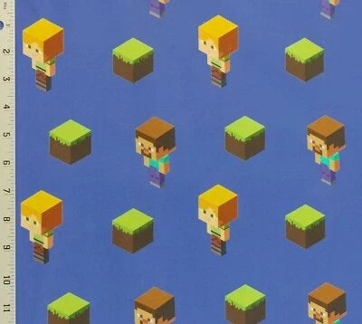 Minecraft Alex & Steve Toss Cotton Fabric Springs Creative Mojang - Image 1 of 2