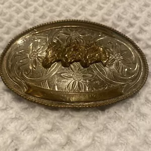 Hebilla de cinturón cabeza de caballo occidental rodeo vintage PLATA ALEMANA oro/plateado - Imagen 1 de 3