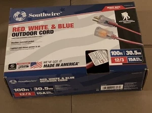 Southwire 100 pies 12/3 interior/exterior rojo, blanco y azul a rayas - Imagen 1 de 3