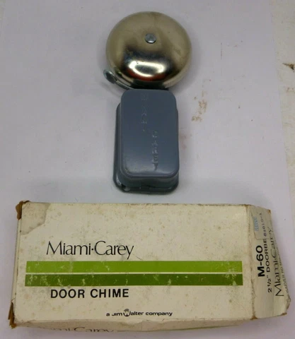 Vintage Miami Carey Door Bell m-60 2 1/2 chime NOS nip Cover