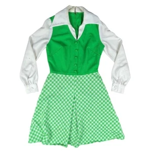 Vintage 1960s long sleeve collared mod dress button front Connections 12 juniors - Picture 1 of 6