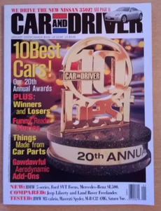 CAR AND DRIVER - January 2002 - 10 Best Cars /New Nissan 350Z /BMW M3/Maserati S - Picture 1 of 24