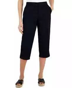 Karen Scott Women's Size 12 Classic Woven Flat Front Capri Pants in Black NwT - Picture 1 of 3