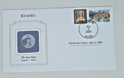 Colorized Quarter Stamped Envelope Postal Commemorative Idaho 2007 P - Image 1 of 4