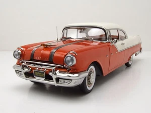 Pontiac Star Capo Hardtop 1955 Rosso Bianco Modellino Auto 1:18 Sun Star - Foto 1 di 11