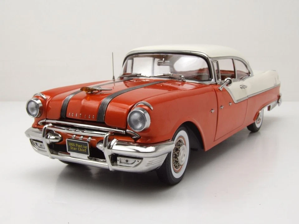 Pontiac Star Capo Hardtop 1955 Rosso Bianco Modellino Auto 1:18 Sun Star - Immagine 1 di 4