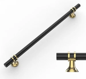 Amerdeco Confezione da 10 Maniglie per Armadio Nero e Oro Tiranti 10 Pollici (256mm) - Foto 1 di 7