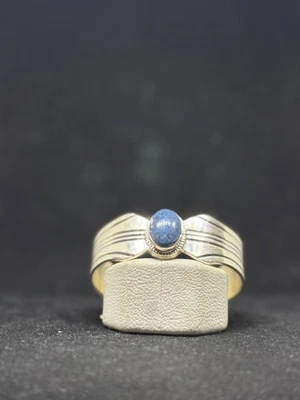 Native Navajo denim lapis lazuli Sterling Silver Cuff Bracelet stamped & signed - Image 1 of 4