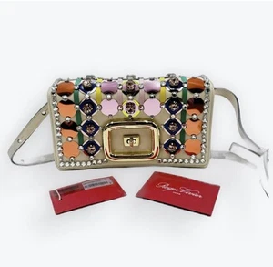 Auth Roger Vivier Crème White Leather Choc Disco Mini 2way Crossbody Clutch Bag - Picture 1 of 15
