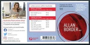 2021 Australian Legends Of Cricket Allan Border - Stamp booklet Barcode 800758 - Picture 1 of 2