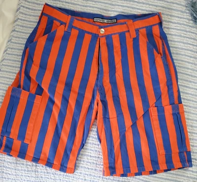 Pantalones cortos Game Bibs naranja y azul a rayas para hombre talla 36 Florida Gators Broncos Foto 1 de 4