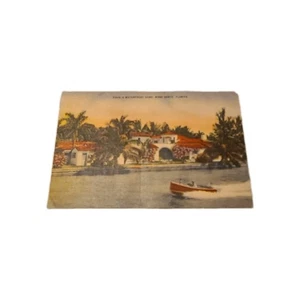 Postcard FL Miami A Waterfront Home Speedboat - Picture 1 of 2