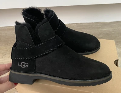 NEW BLACK SUEDE LEATHER UGG AUSTRALIA MCKAY BOOTS, UK 4.5/37 - Image 1 of 4