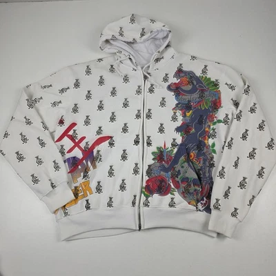 De Colección Y2K Christian Audigier Sudadera con Capucha Para Hombres XL Cremallera Completa Tatuaje Gráfico EE. UU. Foto 1 de 4