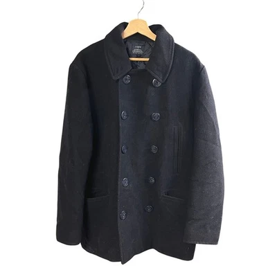 J Crew Womens Double Breasted Wool Blend Peacoat Black Size Medium - Image 1 of 4