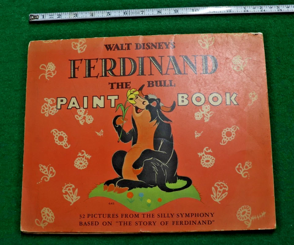 Libro de pintura para colorear Walt Disney’s Ferdinand The Bull 1938 raro años 30 Leaf Lawson Foto 1 de 4