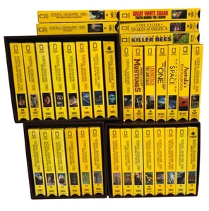 Lot of 34 National Geographic Video VHS Tapes w/ 3 Decorative Cases Lightly Used - Bild 1 von 8
