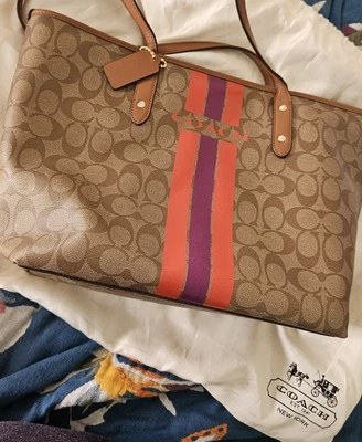 Coach Varsity Stripe City Tote - Image 1 of 4