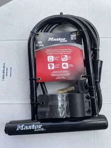 Master Lock U-Lock 2 Keys 4ft Heavy Duty Cable Bicycle Bike Mount 8385D - Picture 1 of 7