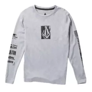 VOLCOM Boys Anti UV Long Sleeve Rashguard Shirt w/ UPF 30+, Gray, S - ($35) - Picture 1 of 10