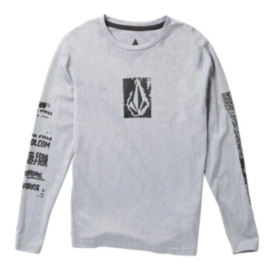 VOLCOM Boys Anti UV Long Sleeve Rashguard Shirt w/ UPF 30+, Gray, S - ($35) - Image 1 of 4