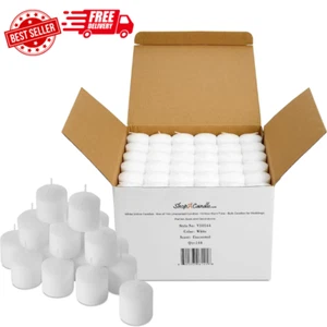 Bulk Pack of 144 White Votive Candles - Box of 144 Unscented Candles - 10 Hour - Picture 1 of 12