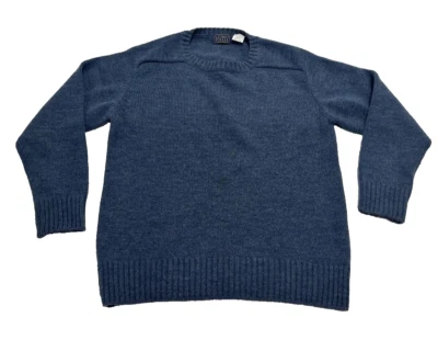 Vintage Uomo Italia Sweater Fit Men Large Wool Blend (27%) Blue Made Italy SPOTS - Image 1 of 4