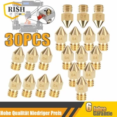 30PCS MK8 Extruder Düse 0,4mm Nozzle Für 1,75mm 3D Drucker Creality Ender 3 5 - Bild 1 von 4
