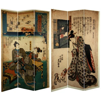 6 ft. Tall Double Sided Japanese Figures Room Divider - Image 1 of 3