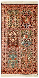 Alfombra de seda de cachemira 149x80 cm anudada a mano alfombra oriental nueva - Imagen 1 de 9