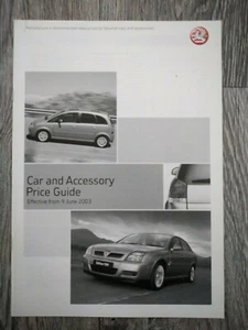 VAUXHALL Agila Corsa Meriva Astra Vectra Signum Omega VX220 Price List June 2003 - Picture 1 of 1