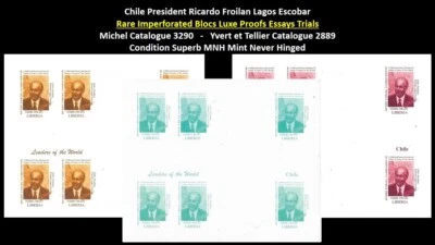 Liberia 1999 Chile President Ricardo Lagos Escobar Set x3 Imperf Bloc MNH - Image 1 of 4