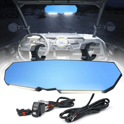 17" LED Rear View Center Mirror Convex 1.75" -2" For Polaris RZR 570/900/XP 1000 - Image 1 of 4