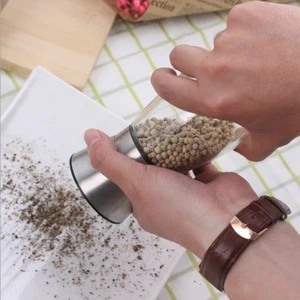 Salt and Pepper Grinder Brushed Stainless Steel Glass Bottle Spices Mill - Picture 1 of 2